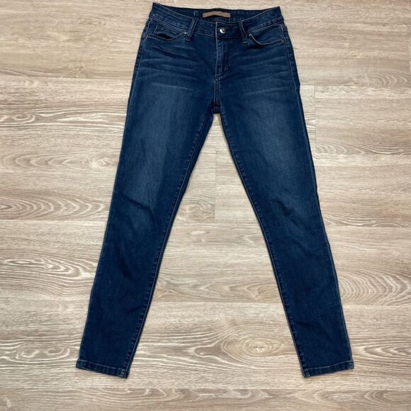 Joe's Skinny Dark Blue Ankle Raw Hem Jeans sz 27 - Picture 2 of 8
